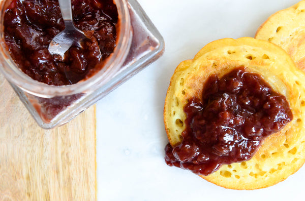 Easy Crumpets topped with Jam