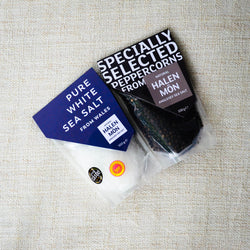 Halen Môn Pure White Sea Salt + Black Peppercorn Bundle